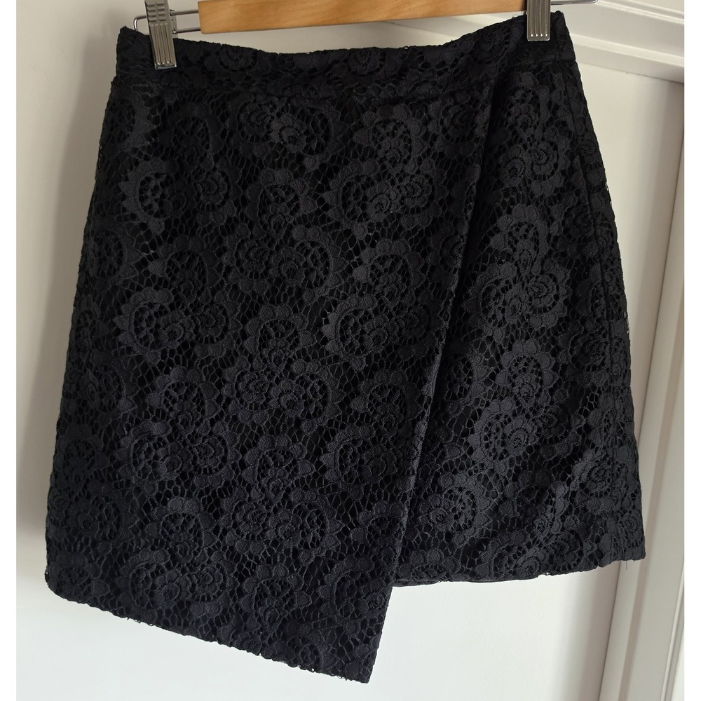 Madewell Black Lace Mini Skirt Size 8 Casual Women Nylon Cotton Asymmetrical